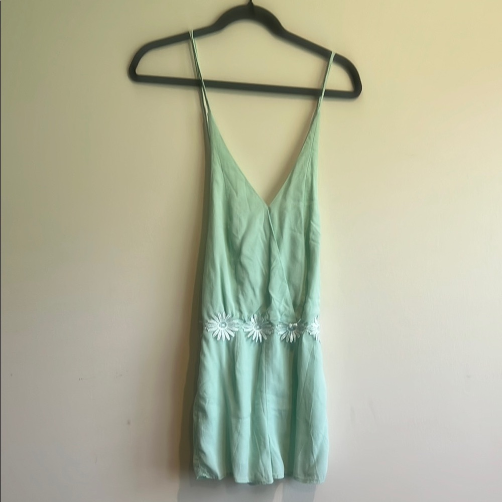 Mint Green Romper with Floral Details